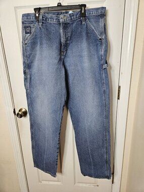 Cinch Blue Label Carpenter Jeans Western Bootcut Mens 38x34 Blue NO BUTTON